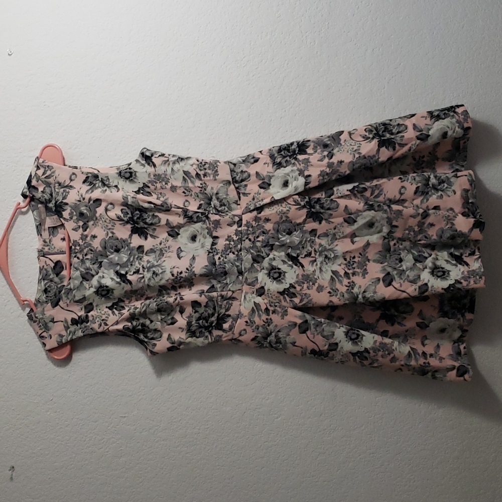 Pink, Grey, and Black Floral Dress